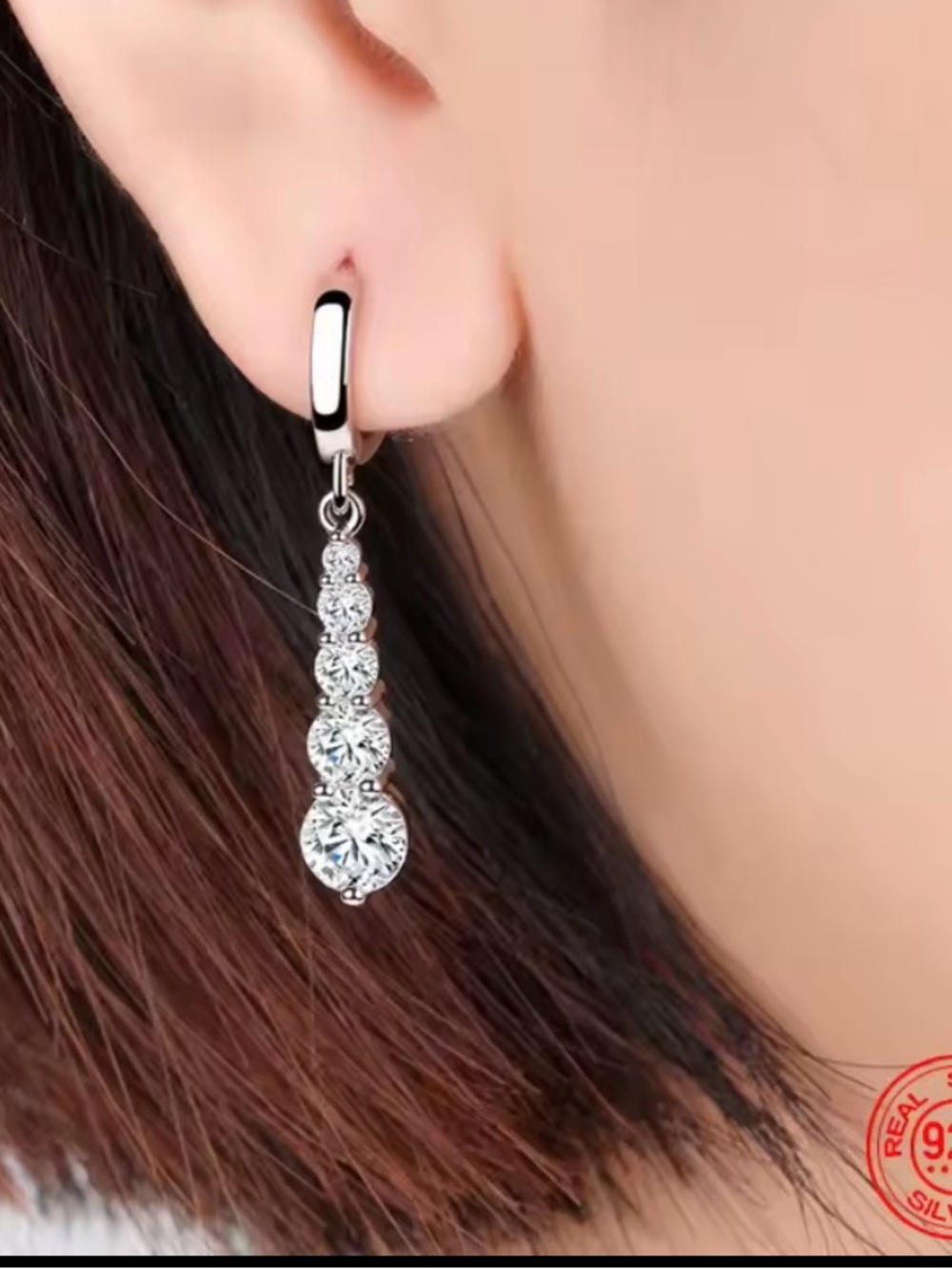New Crystal .925 Sterling Dangle Earrings